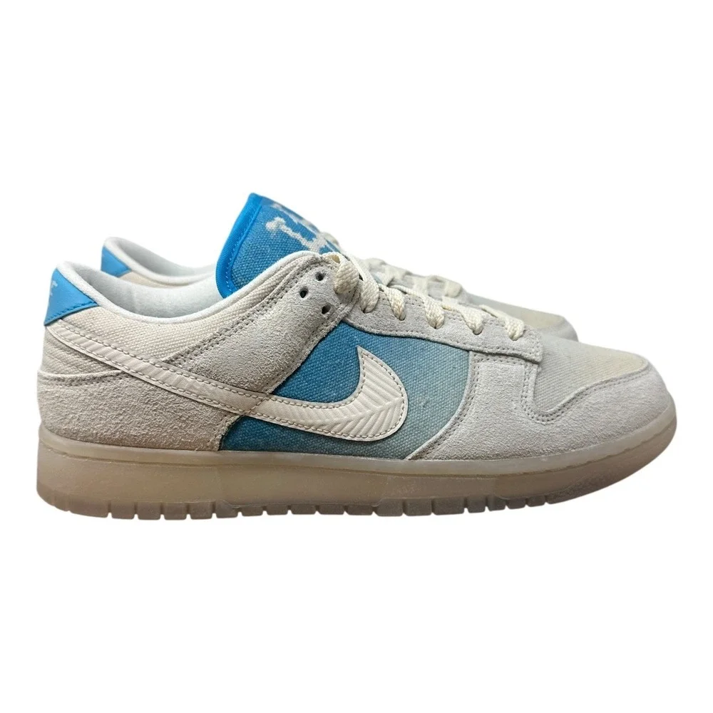 Nike Dunk Low Retro SE Mens 9.5 Sail Baltic Blue Suede Canvas HQ3621-133